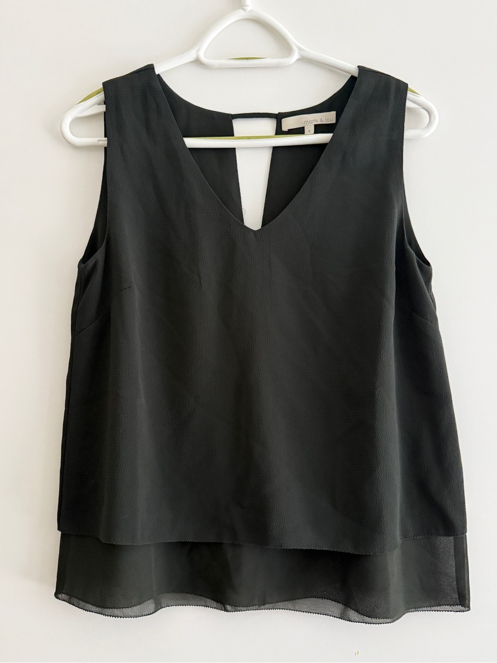 Dark Olive Green Sleeveless V-Neck Layered Tank Top